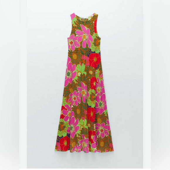 Zara Floral Knit Maxi Long Dress Limited Edition Rare Lightweight Medium - Picture 8 of 8